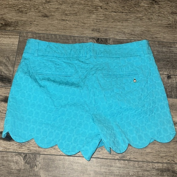 Crown & Ivy Shelby Blue Scalloped Women's Shorts - Picture 2 of 3